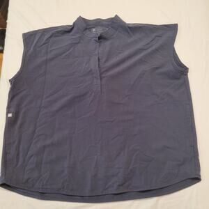 FIGS Womens Rafaela XL Blue Oversized Scrub Top Pockets Mandarin Collar Medical